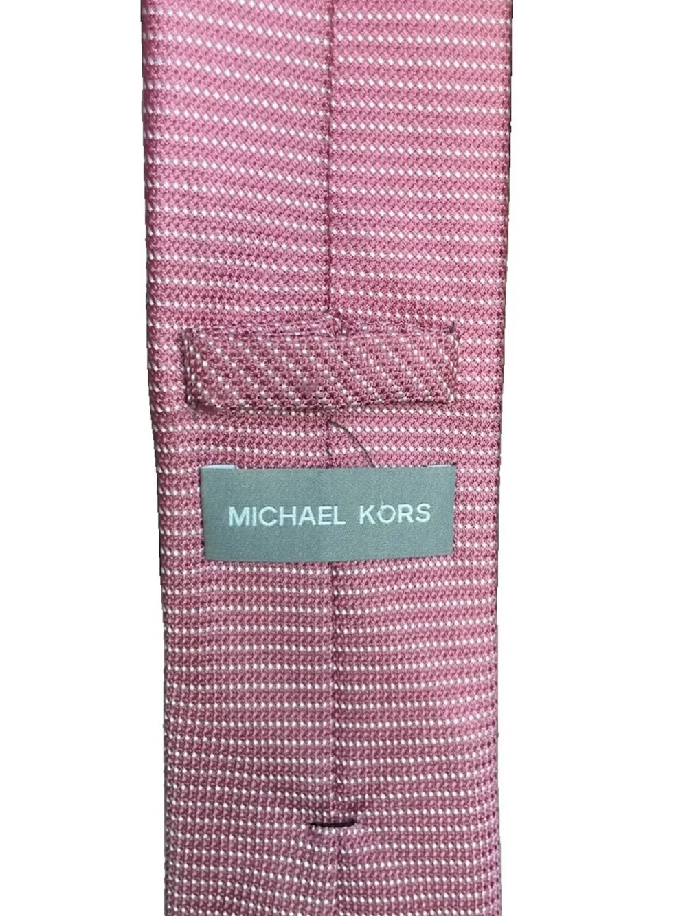 Michael Kors 100% Silk Pink with White Stripes Tie (3.25 in x 59.25 in)